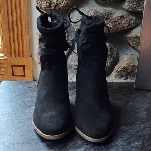 NWOT JustFab Black Suede Slouch Booties Size 7.5 - Picture 8 of 14